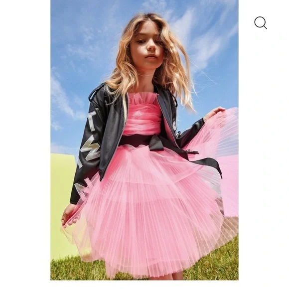 Twin-Set Pink Tulle Dress with Black Bow by designer Twinset